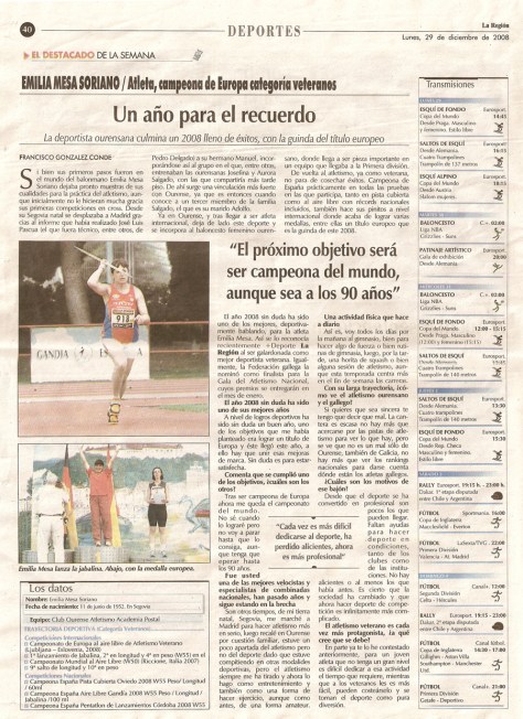 La Región de Ourense, 20 Diciembre 2008